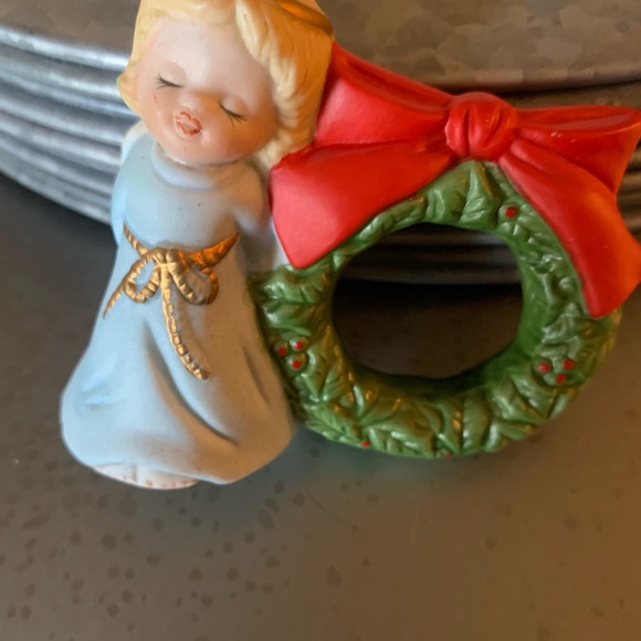 Vintage, Jasco CHRISTMAS Porcelain holiday bell napkin ring holders, ornament. - Picture 12 of 15